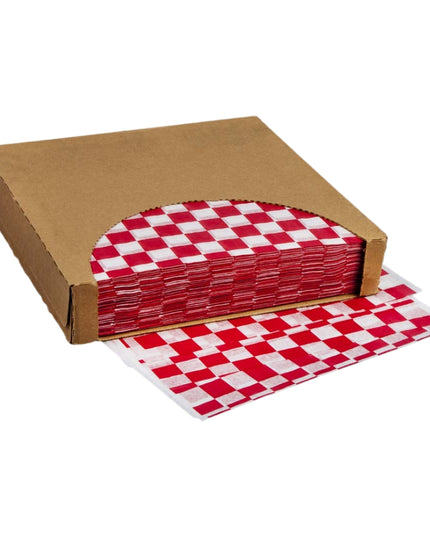 12 X 12 RED CHECKERED DISPENSER TRAY 1000/PKG.