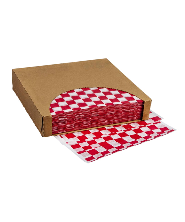 12 X 12 RED CHECKERED DISPENSER TRAY 1000/PKG.