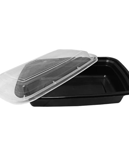KARAT 24 OZ RECTANGULAR MICROWAVEABLE BLACK FOOD CONTAINER W/LID 150/CS