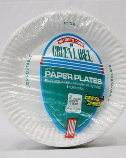 PLATE PAPER 9'' WHITE 12/100 PCS.
